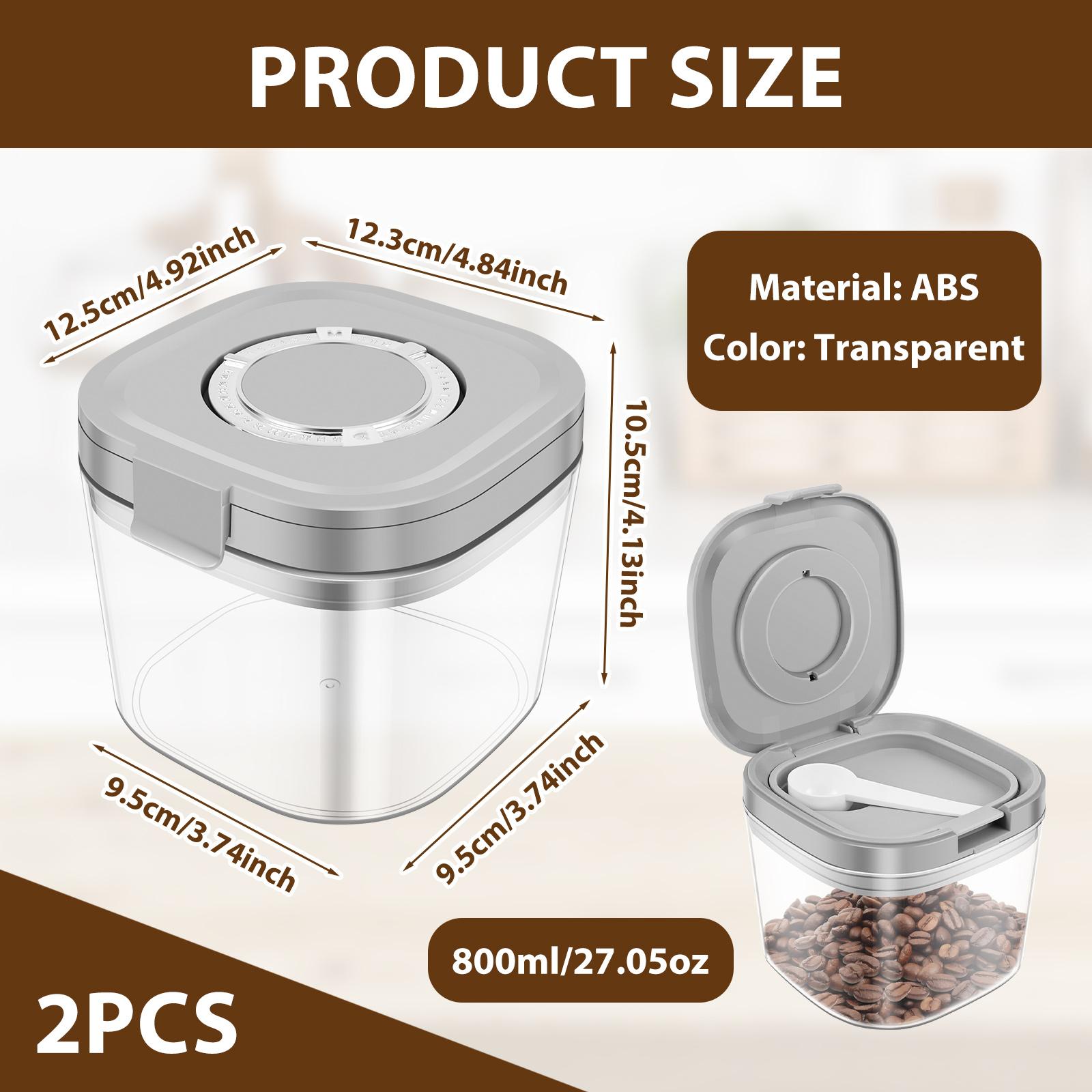 

2Pcs Food Storage Jar ABS Airtight Coffee Canister with Scoop Stackable Coffee Bean Storage Container for Tea Sugar Flour Cereal