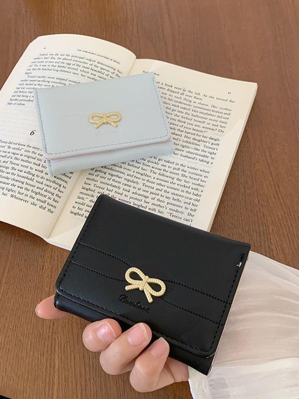 Women's Bowknot Short Foldable Wallet - Korean Style
