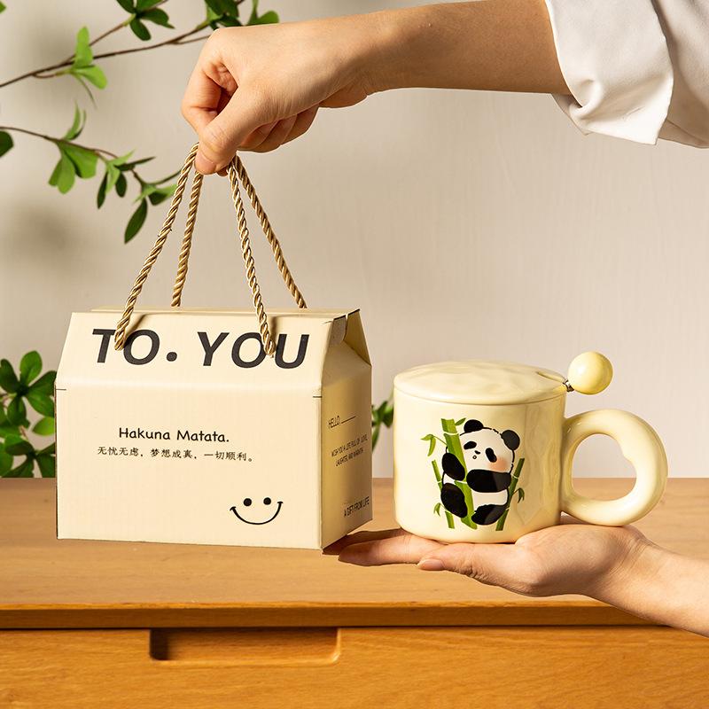 Graduation Gift for Teacher Souvenirs for Girls Ceramic Mug with Lid Panda Water Cup Practical Cup Men