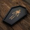 Gothic Storage Tray Halloween Serving with Engraved Skeleton, Wooden Charcuterie Board, Casket Decorative Catchall for Jewelry Shape Platter