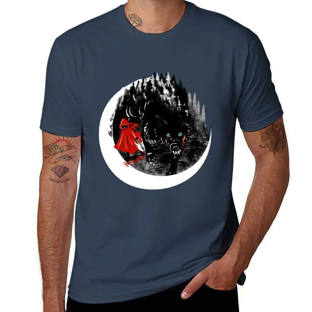 The Story Of Red And Her Wolf Tshirt Casual Basic Short Sleeve Tshirt