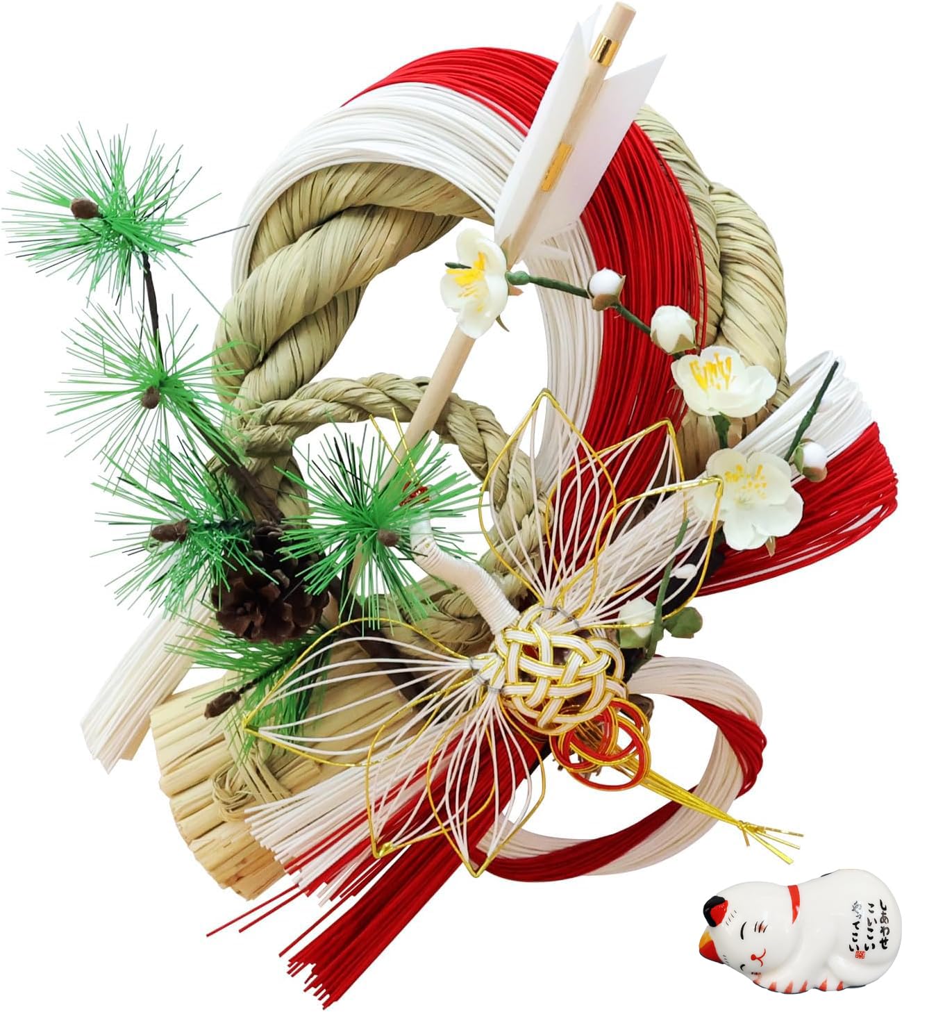 

Осака Чосейдо Симэнава для Сделано в Стильная Новая Симэнава с Бонусом Палочки Сэцугэцуфука Включено Вход, Япония, Украшение Года, Крючок, бежевый