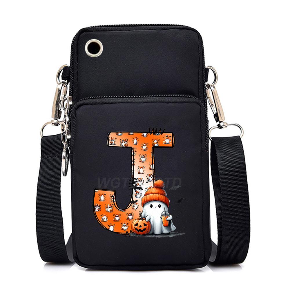 Halloween letter printing trend mobile phone bag vertical square black messenger bag change bag