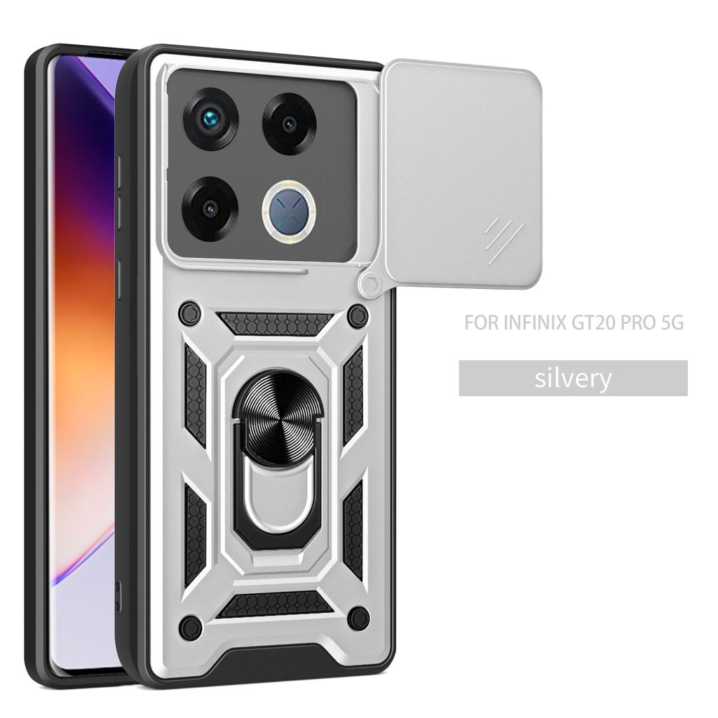 Für Infinix GT 20 Pro Hülle Infinix GT 20 Pro Cover Magnetischer Ringhalter Rüstungs-Handyhülle Schiebe-Kamera-Schutz Rückseite