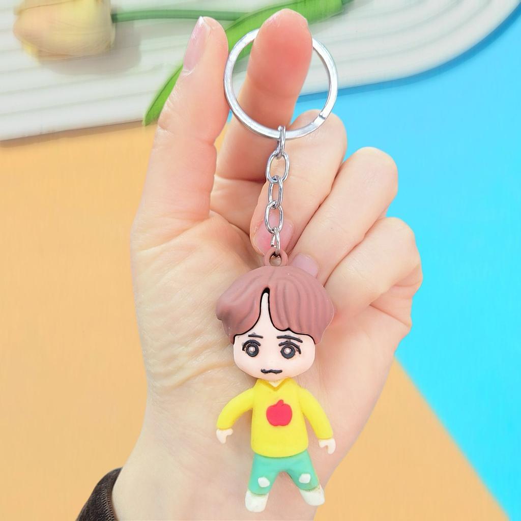 BTS 3D Cartoon Style Keychain, SoftCartoon Figure Charm, Kpop ARMY Fans Collectible Bag Pendant