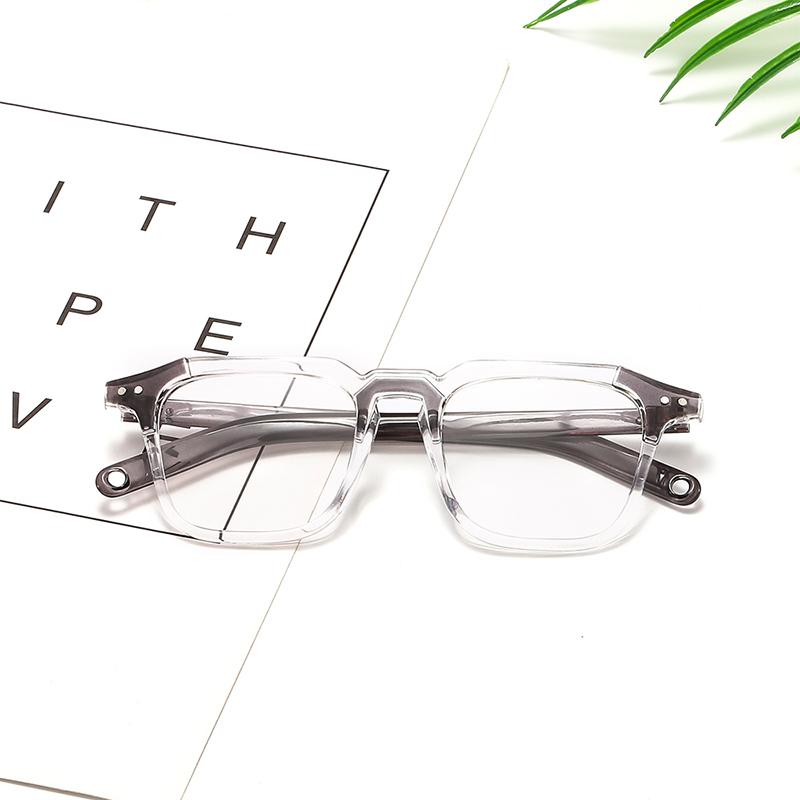 New Square Meter Nails Fashionable Square Flat-light Mirror Trendy Lens Frame Transparent Glasses