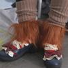 Lolita Knitted Foot Cover Patchwork Stockings Women Fashion Plush Leg Warmers  Female
