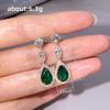 Retro Green Stone Crystal Dangle Earrings for Women Trendy Gold Color Emerald Drop Earring Birthday Gifts Pendientes Mujer