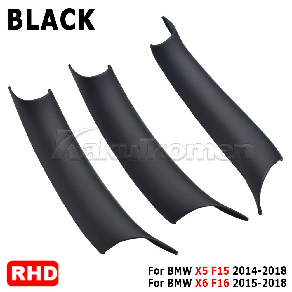 

1 Set Car Interior Door Side Handle Armrest Pull Trim carbon fibre Black Accessories For BMW X5 F15 X6 F16 2014-2018 LHD RHD RHD-Black