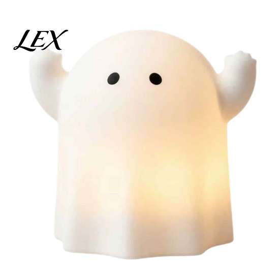Simple Operation for Children Cute Resin Ghost Night Light Bedroom, Decorative Warm LED Lamp Indoor Holiday Lighting Halloween Party Desk Decor,