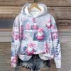 Women's Fashion Long Sleeve Christmas Print Loose Hooded Sweatshirt Top