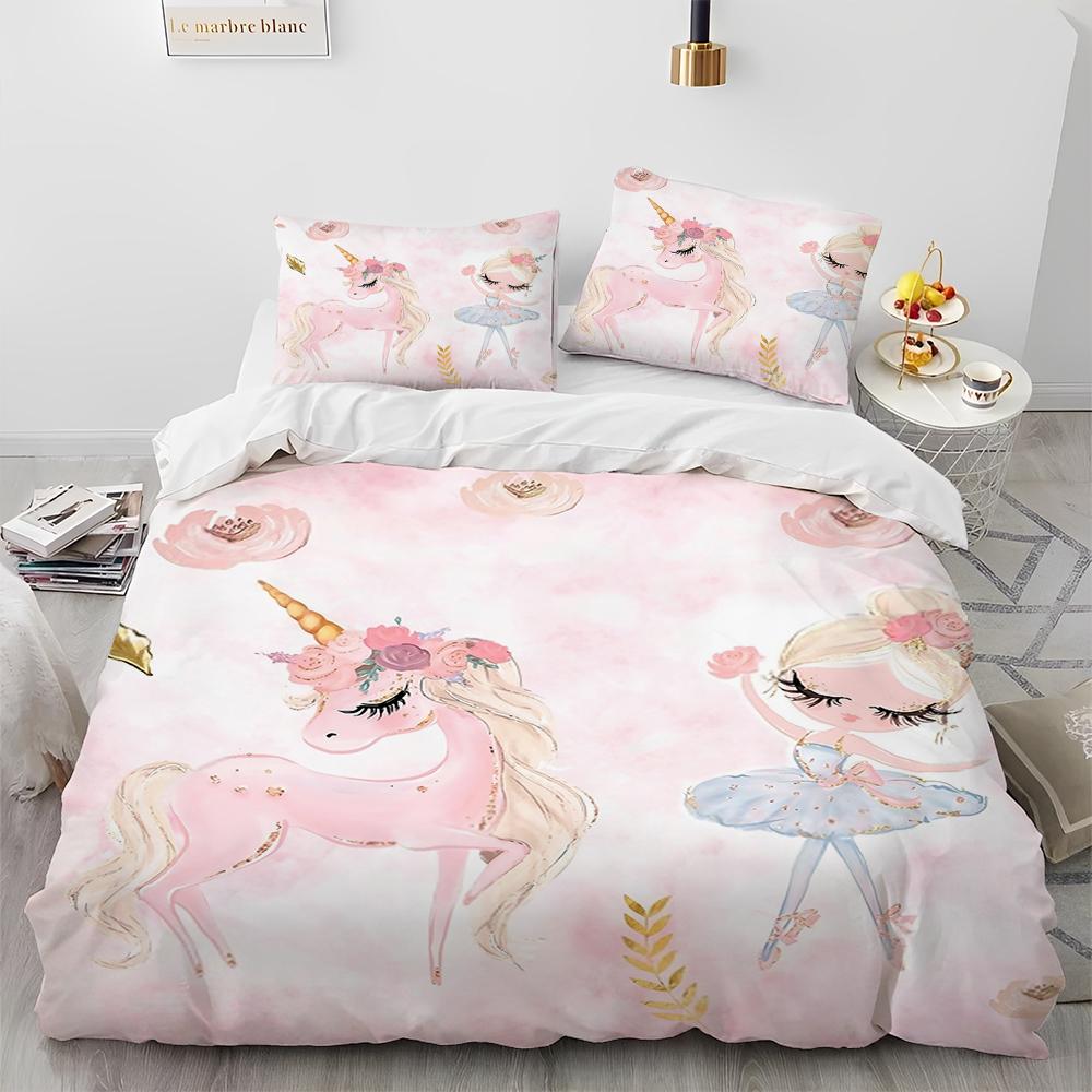 Cartoon Cute Ballet Girl Ballerina Comforter Bedding Set,Duvet Cover Bed Set Quilt Cover Pillowcase,Queen Size Bedding Set Kids