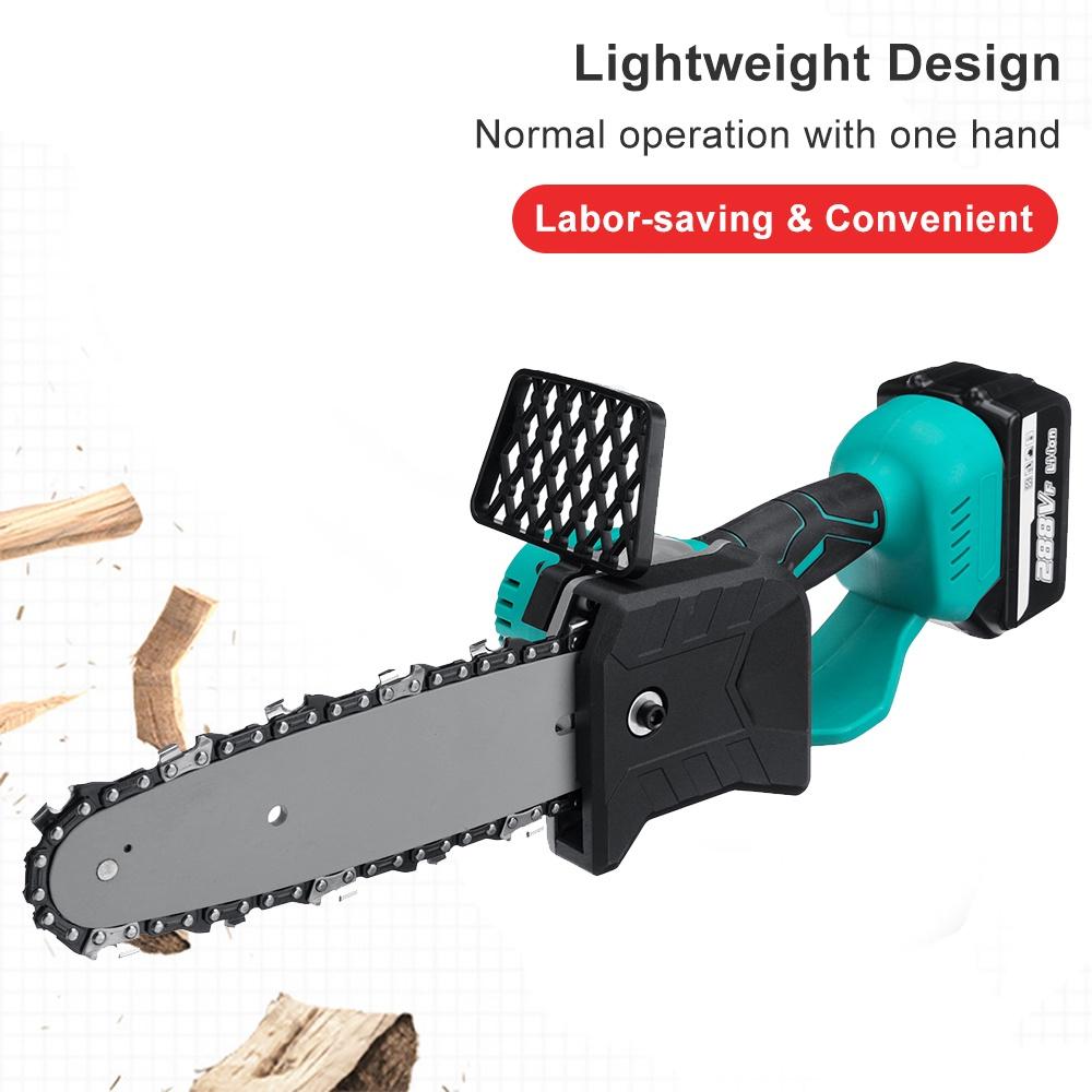 288VF 8 Inches Rechargeable Brushless Electric Saw Chainsaw Wood Cutter Garden Woodworking Power Tools For 18V Battery