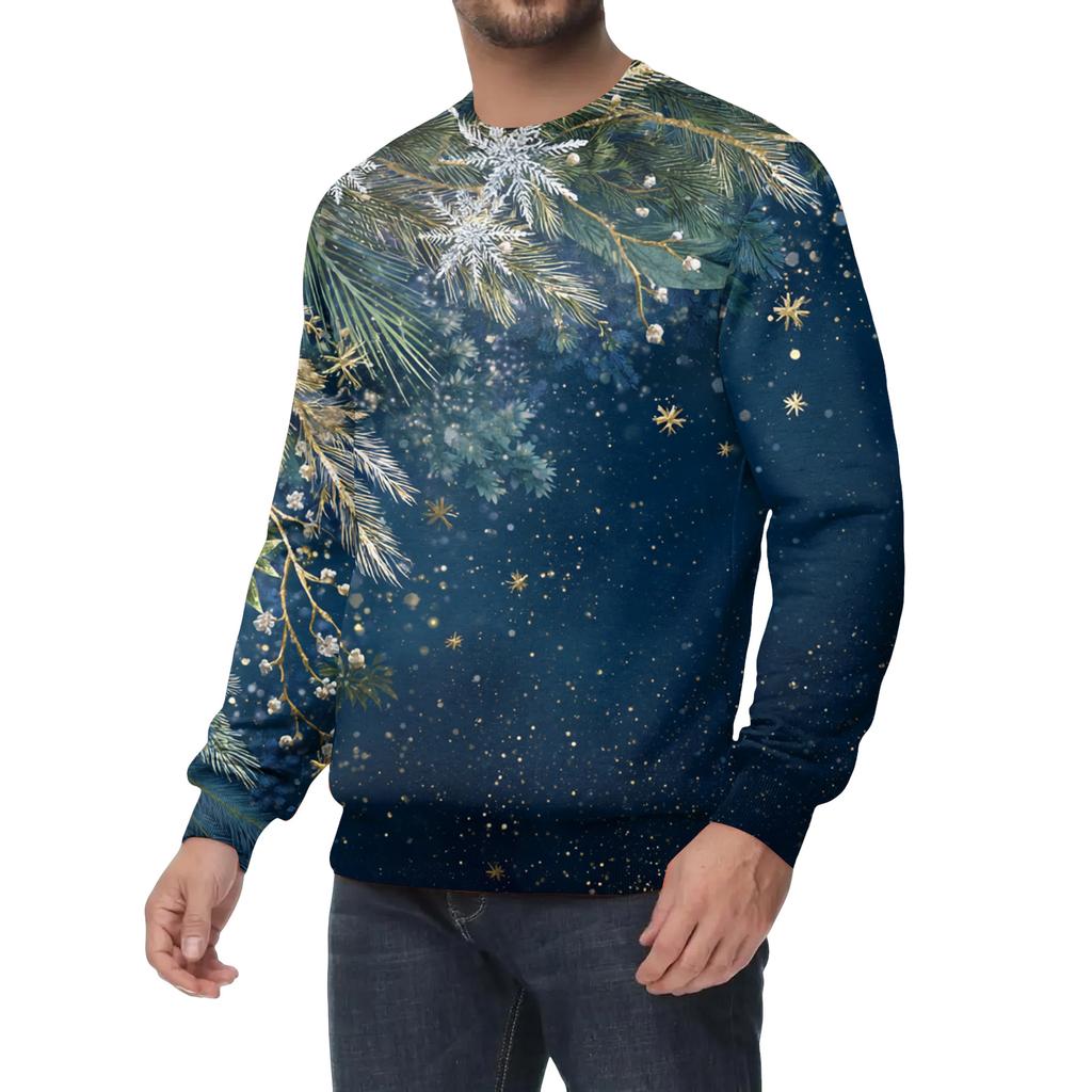 Men's Casual Fashion Printed Round Neck Pullover Sweatshirt