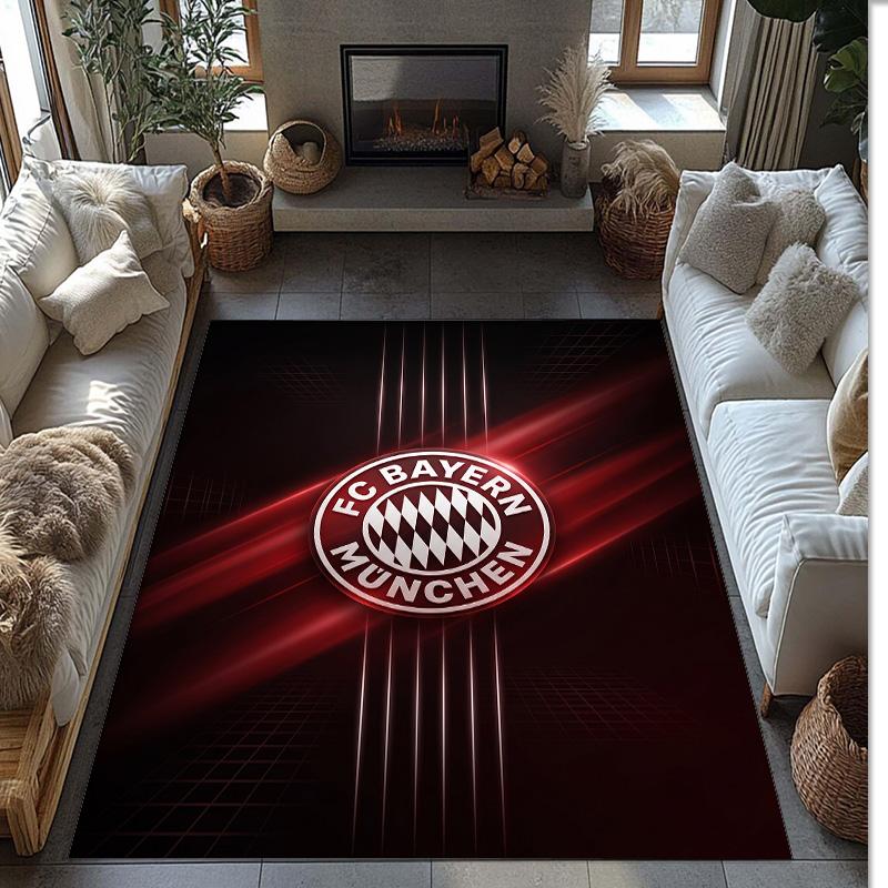 Tappeto Morbido Area Rug con Motivo Calcio Bayern Monaco Antiscivolo Tappeto per Pavimento Interno Tappetino Decorazione Sportiva per Camera da Letto
