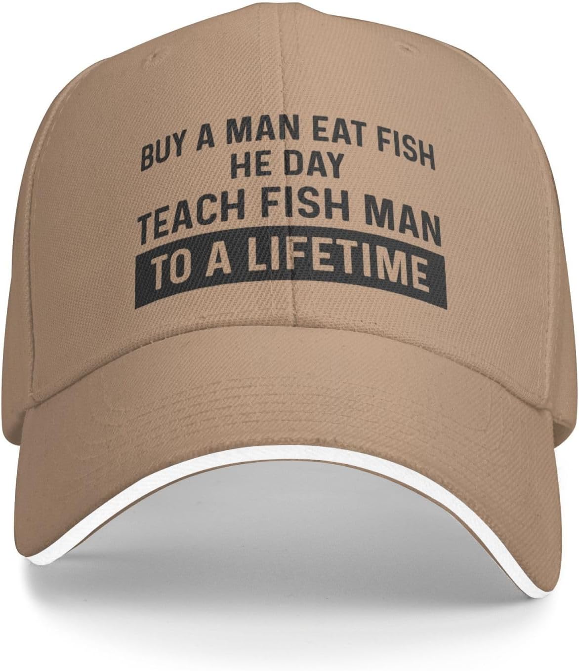 

Funny Hat Buy A Man Eat Fish He Day Teach Man to A Lifetimes Hat for Women Dad Hat Graphic Caps Adjustable
