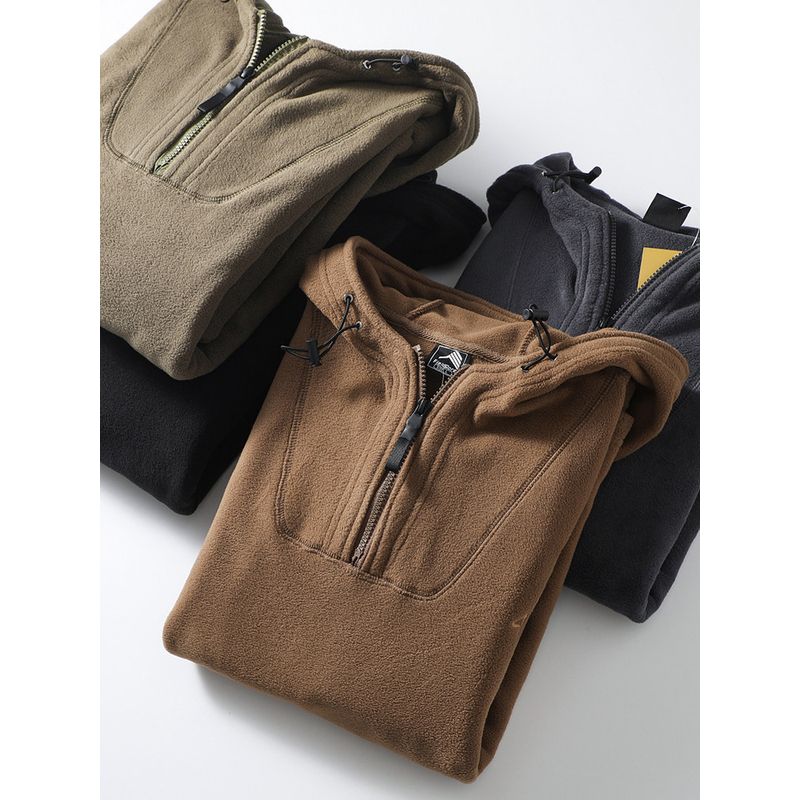 American Style Half Zipper Hood Double-sided Polar Fleece Hoodie Men's Autumn and Winter Outerwear Foreign Trade Cattle Goods Outdoor Fleece Jacket