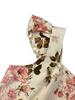 Women's Rose Print Flutter Sleeve Cinched Waist Dress, Casual Spring/Summer Wear
