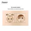 Type 146 Dual USB 16A Two-Gang European Power Socket Panel with German Standard Switch (Concealed)