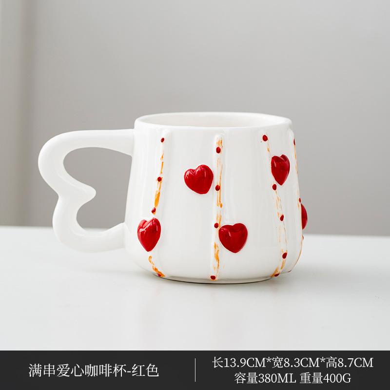 Creative Ceramic Heart Coffee Mug Hand-shaped Ceramic Pink Heart Latte Coffee Mug Delicate Afternoon Tea Flower Tea Cup Gift New
