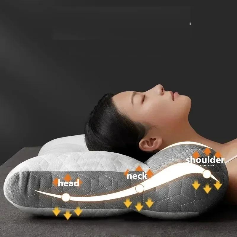 Latex memory pillow neck pillow orthopedic sleep aid neck pillow high elastic soft porosity suitable for home