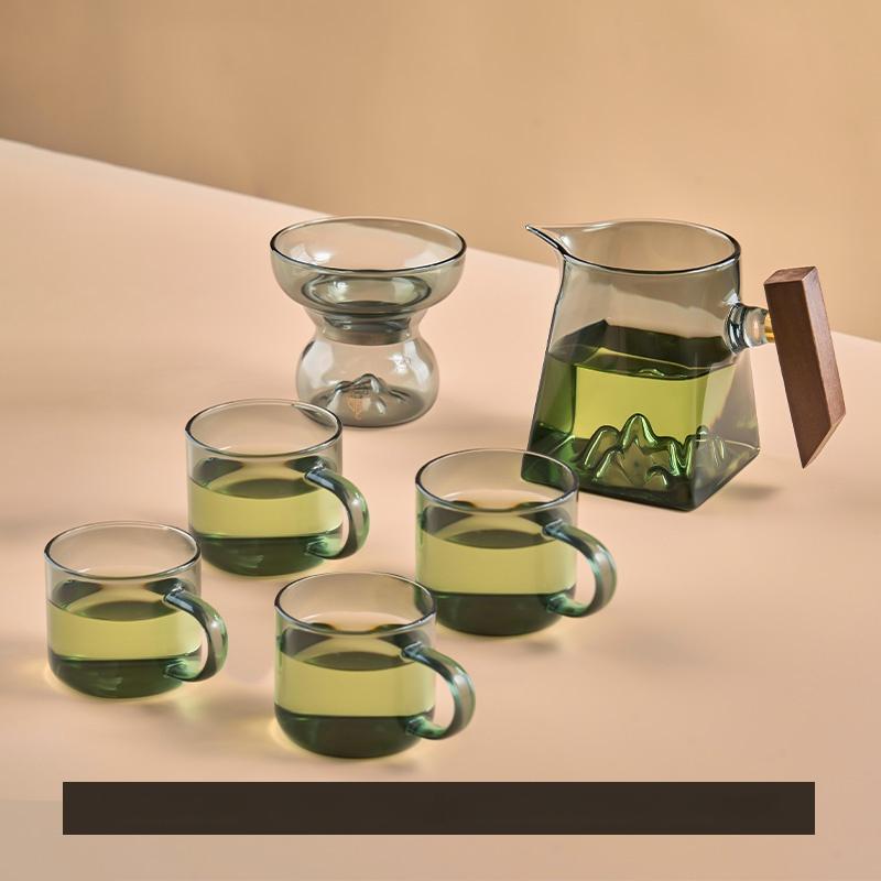 Tea Cup 350ml Pyrex Tea Set Accessories Chinese Kung Fu Cup With Handle Fair Cup Handmade Teapot Filter Tea Set
