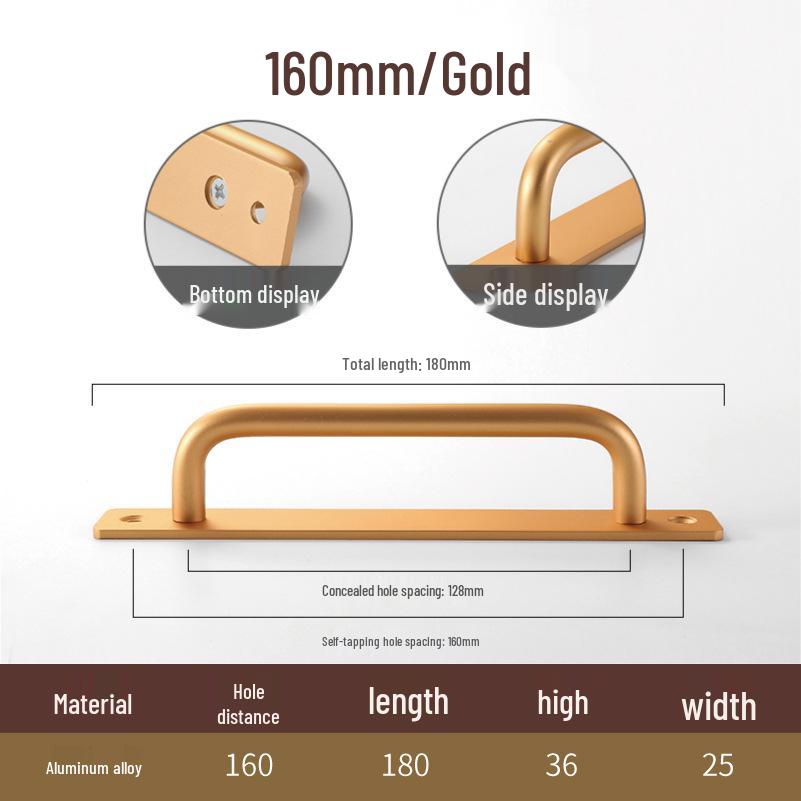 Hole-Free Aluminum Alloy Sliding Door Handle for Cabinets and Drawers