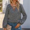Clothing Fashion Casual Tops Shirts Fashionable Casual Temperament Strictly French Tops Leopard Print V-Neck Loose Tie-Dye Long Sleeve Vintage Shirt