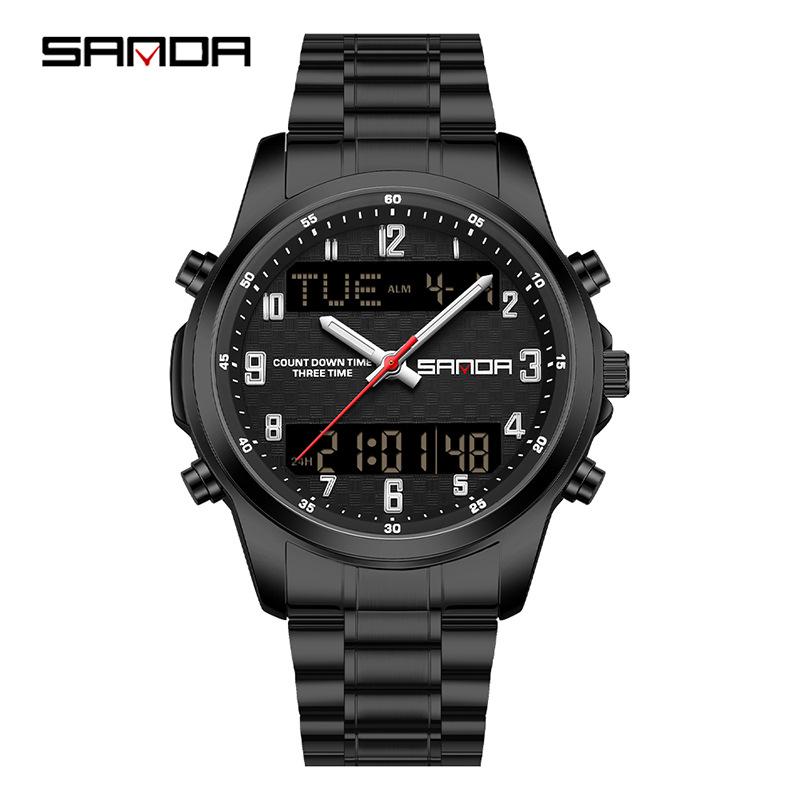 SANDA Multifunctional Luminous Student Watch - Classic, Fashionable, Waterproof with Timer & Alarm.