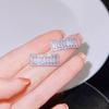 Korean Version Gentle Style Earrings for Women with Elegant and Luxurious Design, Simple Geometric Rectangular Accessories