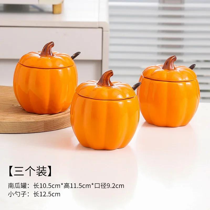 DoubleHled Ceramic Pumpkin Bowl Halloween Themed Serving Bowl for Soups And Stews Home Decor And Culinary Use