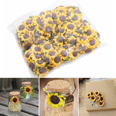 100 ADET Simülasyon Kağıt Ayçiçeği Düğün Parti Dekorasyon DIY Zanaat Kart Yapımı