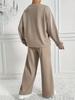 Trendy Solid Color Long Sleeve Round Neck Two-Piece Set for Women