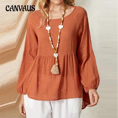 Summer Women's Plus Size Doll Shirt Loose Top Lantern Sleeve Faux Blouse