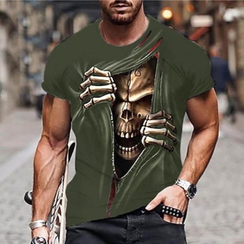[Summer T-Shirt] Breathable Polyester Men's T-Shirt | Unique Print Design, Crew Neck, Short Sleeve, Casual Sporty Style, Summer Essential