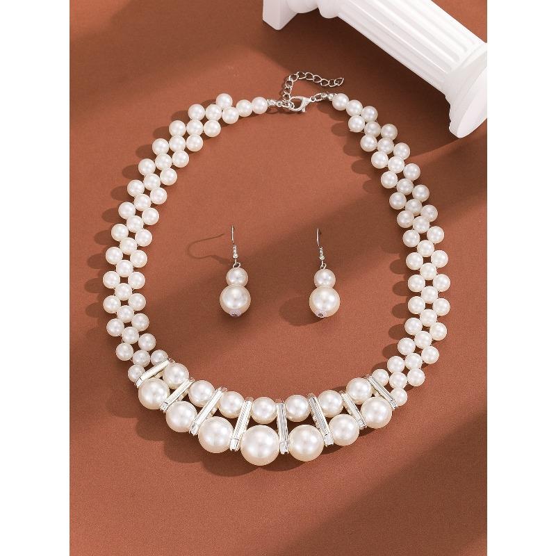 European and American exaggerated hot-selling multi-layer pearl necklace versatile fashion accessories fringed personalized bride jewelry set chain