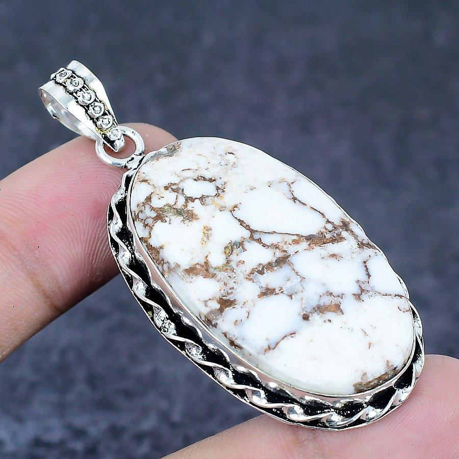 Natural Wild Horse Gemstone 925 Sterling Silver Jewelry Pendant 2.29" S2d36