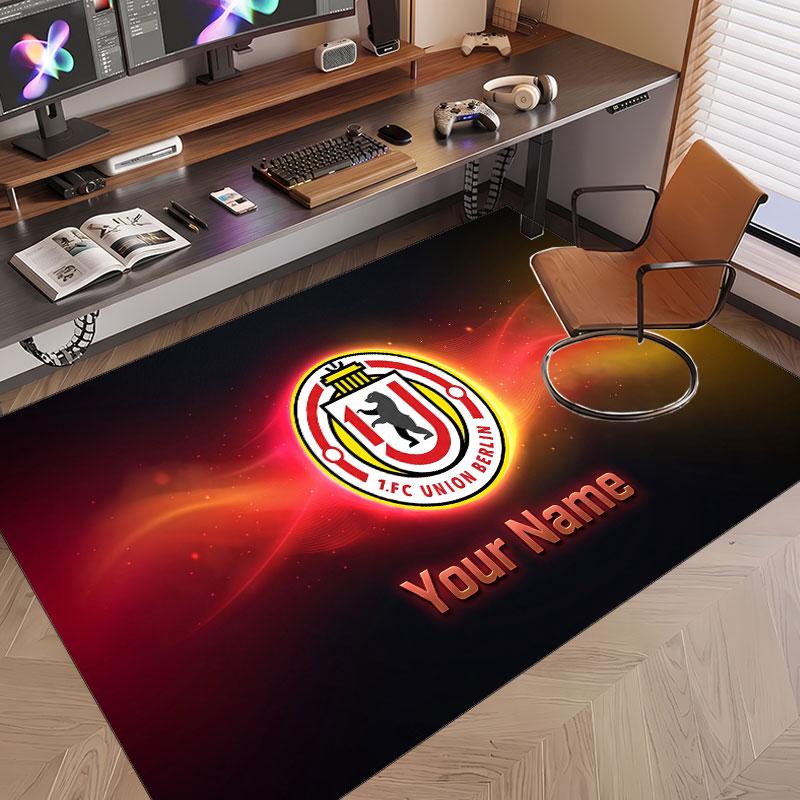 Custom Rug Union Berlin Pattern Print Name Text Soft Non‑Slip Floor Carpet for Home Indoor Decoration