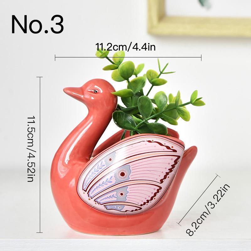Cute Swan Flower Pot Ceramic Succulent Pot Planter Home Decor Indoor Decoration Desktop Ornaments Bonsai Plant Pot