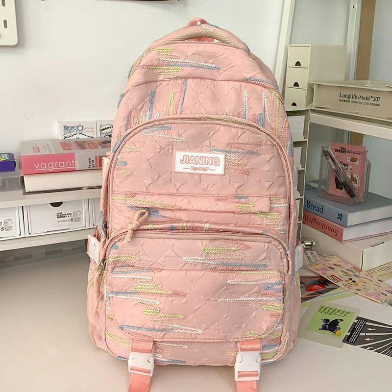 Children's Schoolbags Elementary School Girls Junior High School Students Cute Girl Striped Backpack