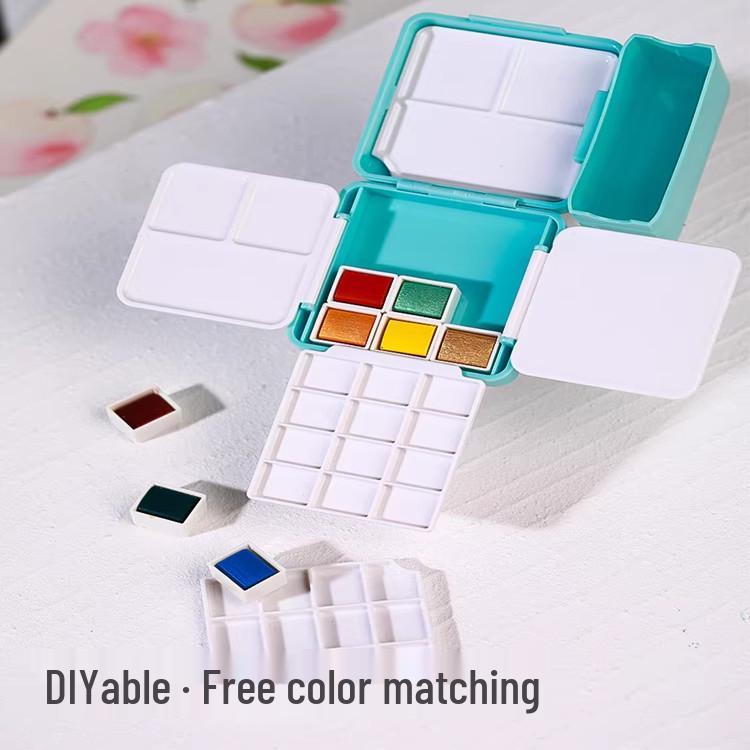 Portable Multi-Functional Watercolor Paint Box with Brush Washer Palette & Bucket