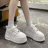 Little White Shoes Women's 2025 Spring New Versatile Thick Baseplate Shoes Versatile Small Inner Height Increase Leisure Sports Muffin