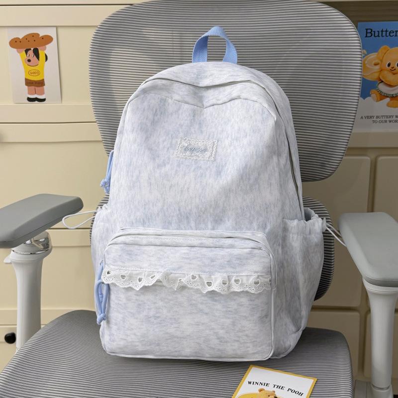 Schoolbag spring new Korean style INS style lace trim middle school backpack, large capacity middle school backpack for women