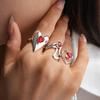 Elegant Stainless Steel Zircon Heart Open Ring - Luxury Fashion Versatile Index Finger Ring for Women