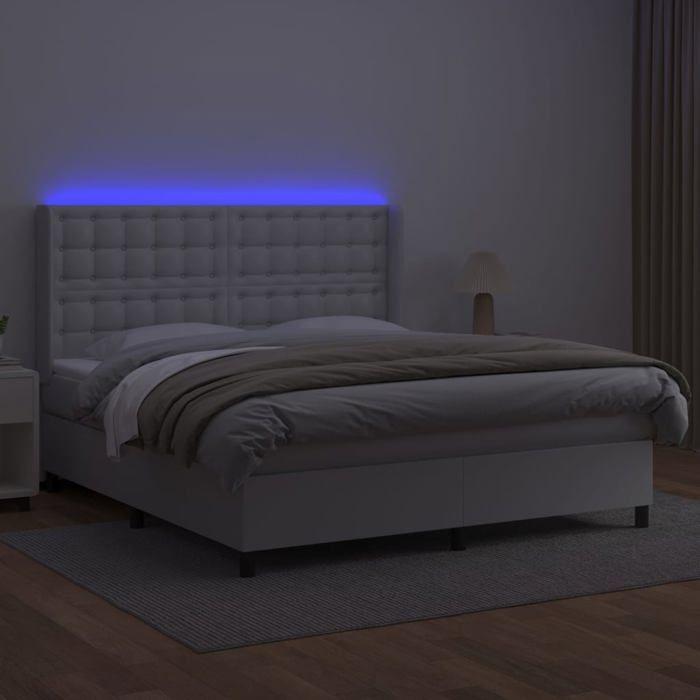VidaXL Slatted Bed Base with Mattress and LED, Upholstered Bed, Double Bed, Adult Bed for Interior Bedroom, 3139392