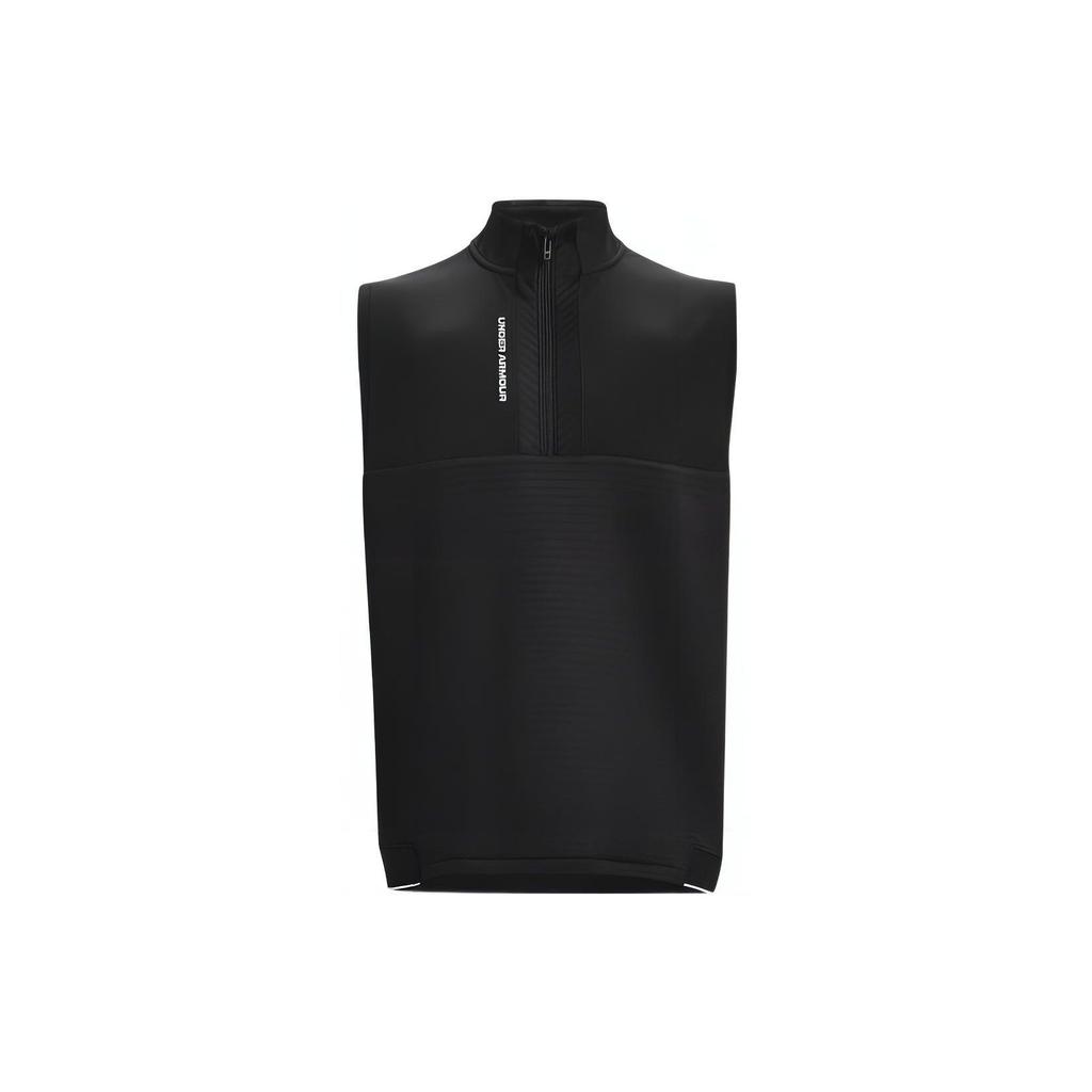 Under Armour Solid Color Half-Zip Slim Fit Vest Men Tops Black 1373408-001