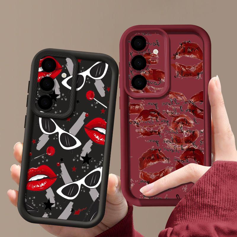 Moderne Kiss Lips Print Hülle für Samsung A57 A37 A27 A17 S26 Ultra S25 FE A56 A36 A26 A16 A55 A35 A25 A54 5G S21 S22 S23 S24 Plus Stoßfeste Abdeckung