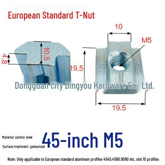 Industrial T-Slot Stainless Steel Slider Nut for 20/30/40 Aluminum Profiles, Square Nuts M3-M8