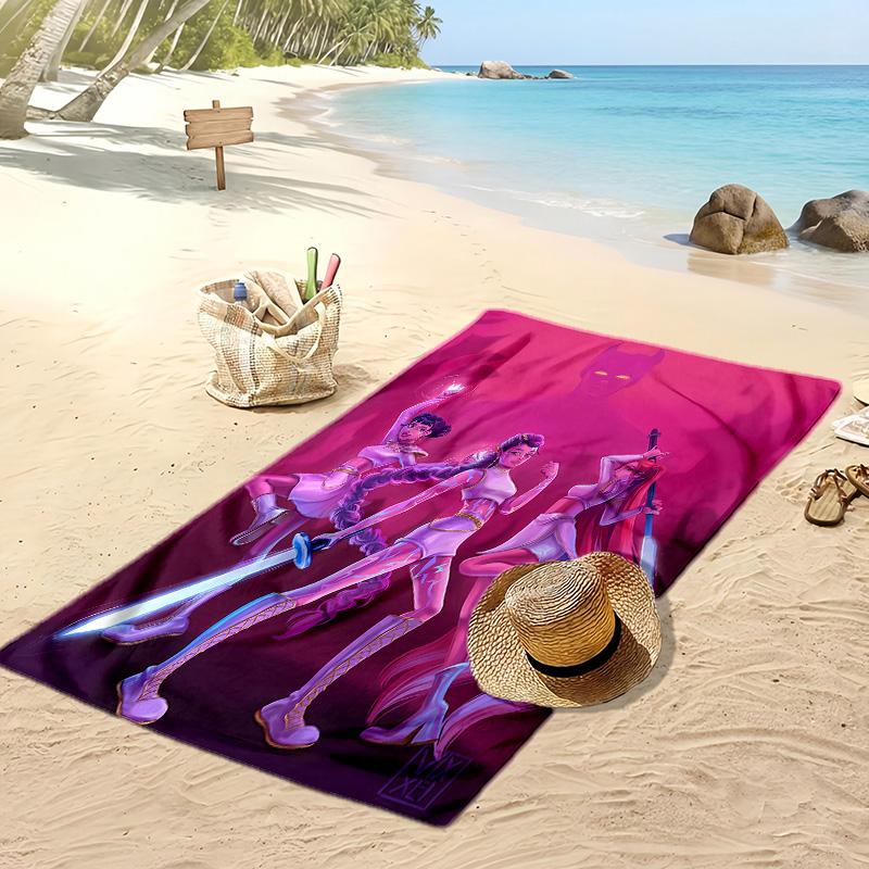 Kpop Dämonenjäger Bedrucktes Strandtuch, Großes Saugfähiges Schnelltrocknendes Handtuch für den Sommer, Outdoor, Schwimmen