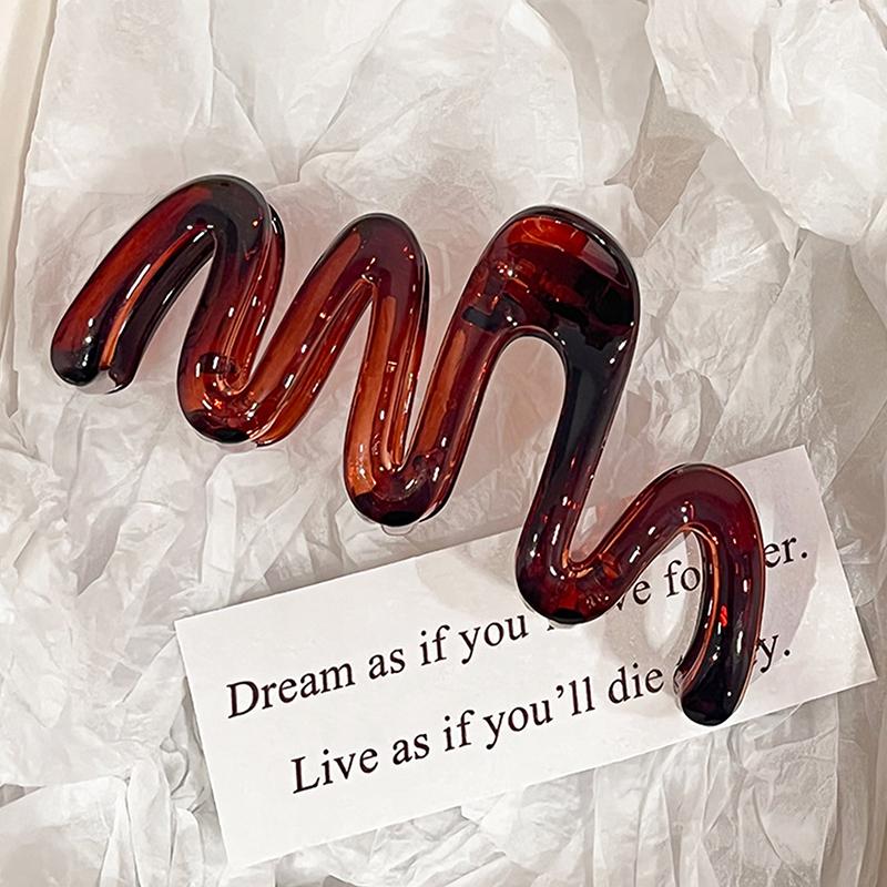 

Красочная заколка-краб для волос «Волна» для женщин и девушек, корейский милый простой нерегулярный дизайн, аксессуар для волос коричневый